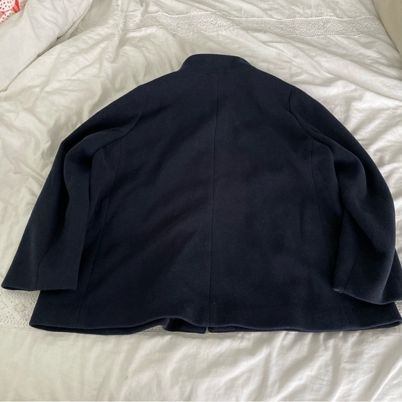 J Crew SZ 24 Village Coat Full Zip Wool Blend Pockets Mock Neck navy blue women - Picture 7 of 10